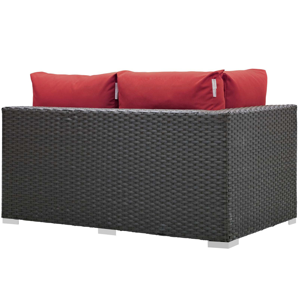 Red Wicker Loveseat Sofa W935