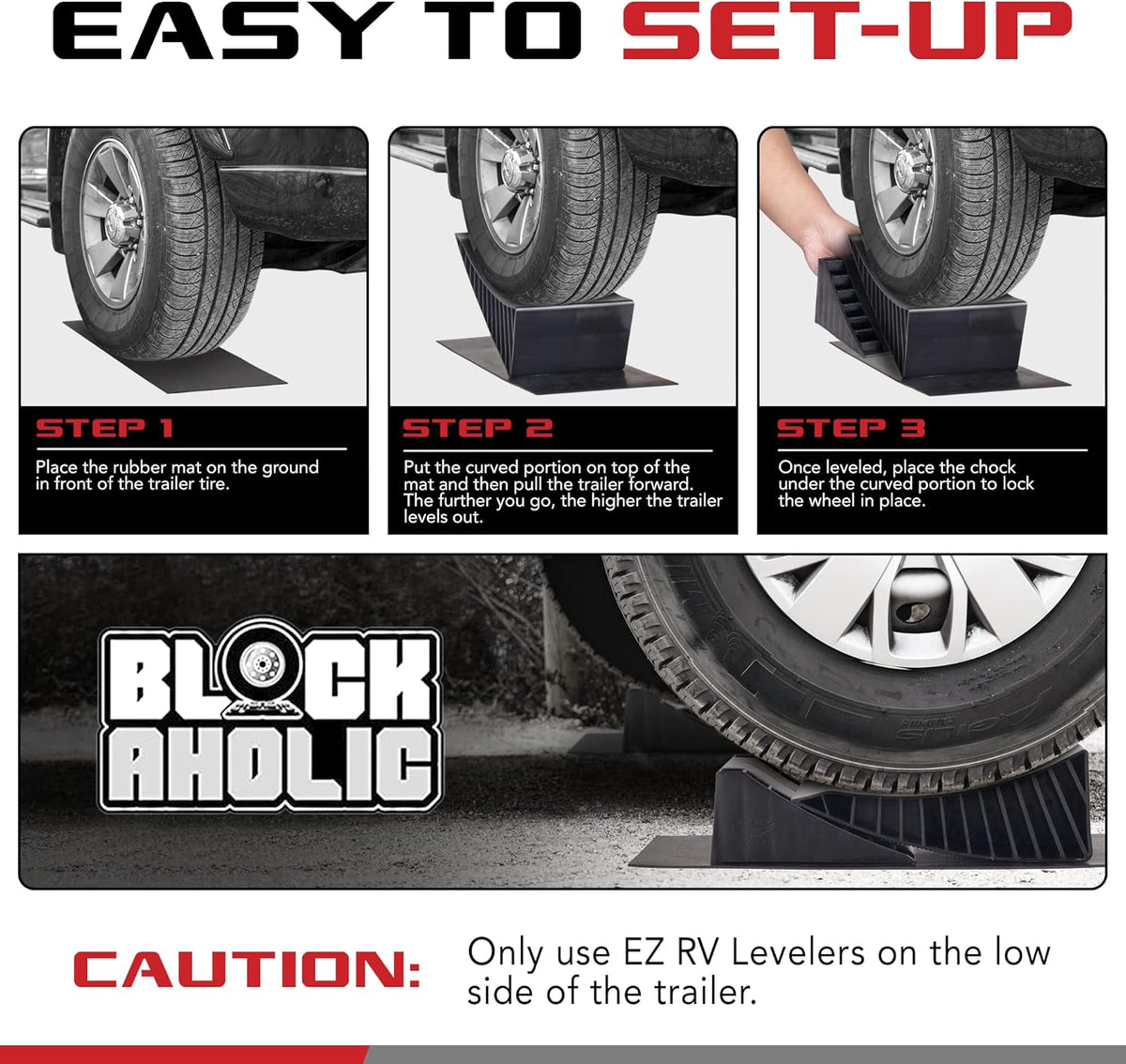 Curved Leveling Ramp with Chocks and Rubber Mat for Single Axle Campers A23470