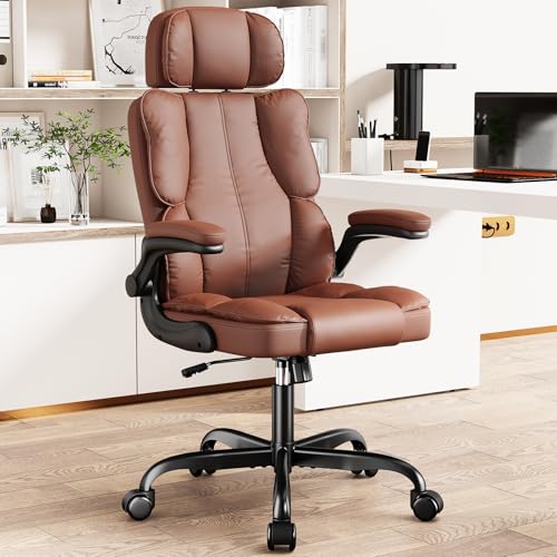 Black Leather Executive Office Chair with Lumbar Support B9252