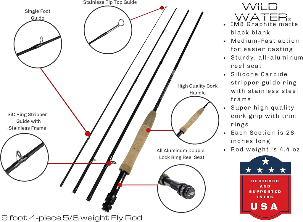 9-foot 4-Piece Fly Fishing Rod Combo with Die Cast Aluminum Reel C7026