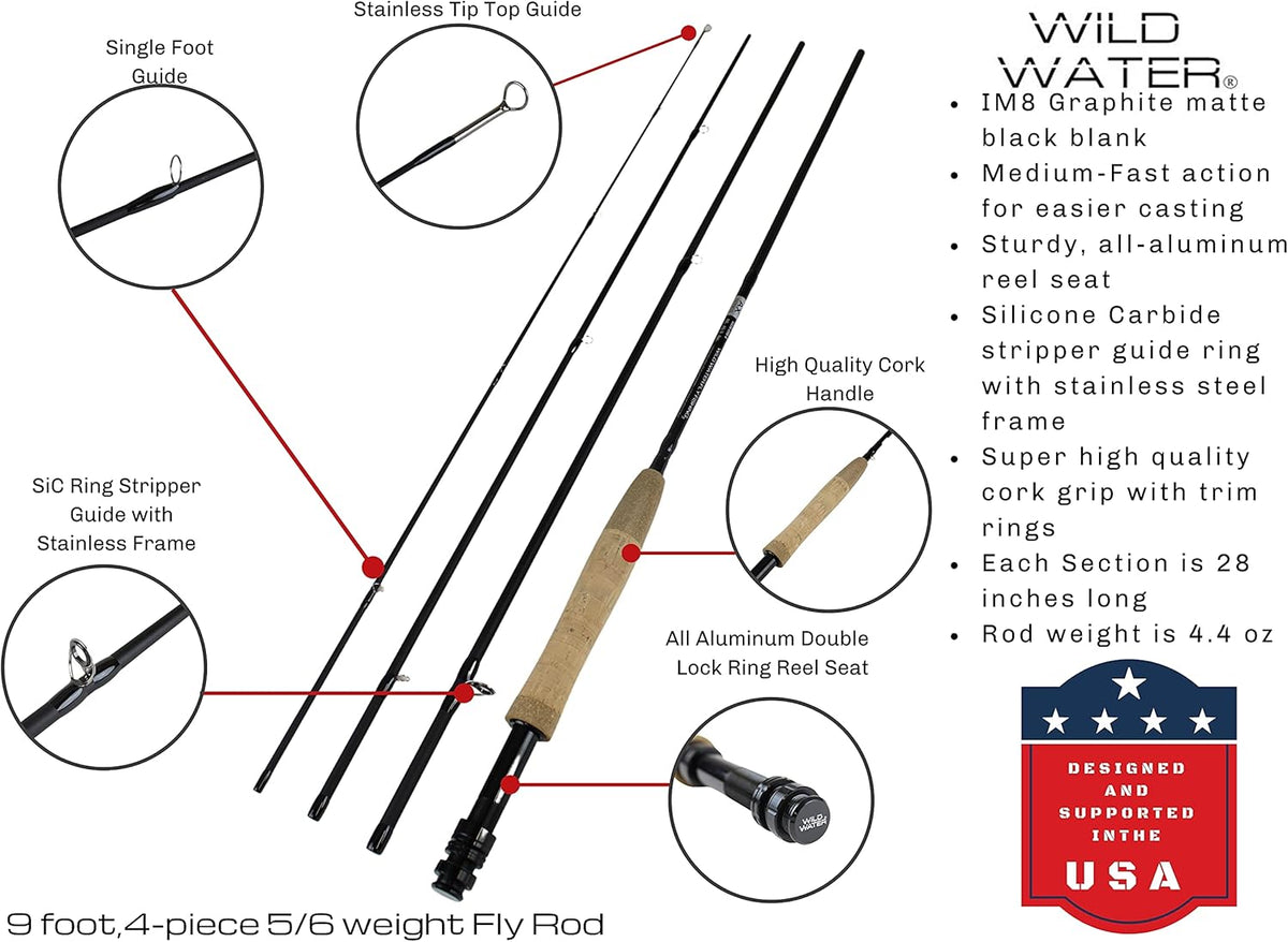 9-foot 4-Piece Fly Fishing Rod Combo with Die Cast Aluminum Reel C7026