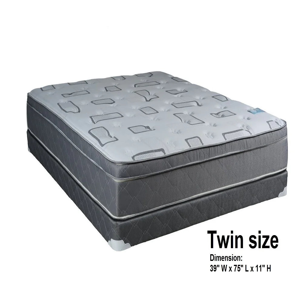 Twin 39x75x11 Plush Eurotop Pillowtop Mattress Set with Mattress Protector X47047
