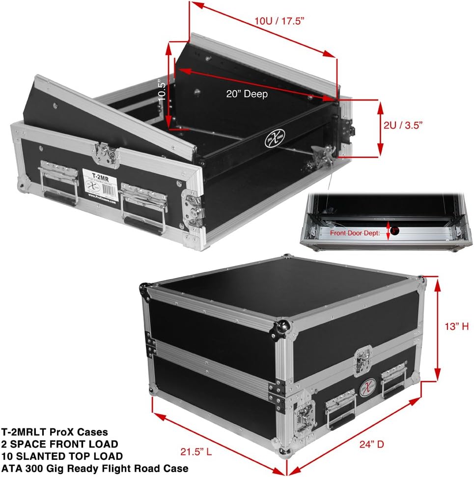 2 Space 10U Slant DJ Mixer Combo Rack with Sliding Laptop Shelf G257735