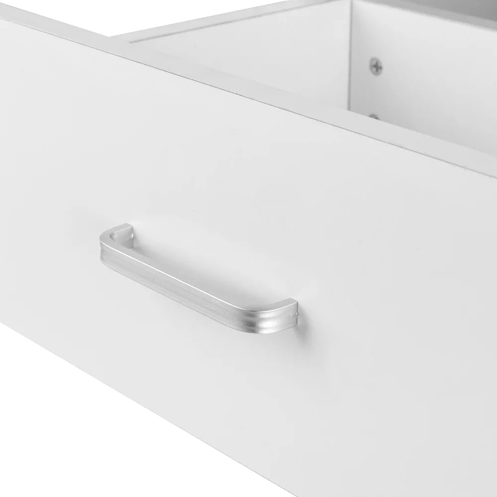 White Wood Nightstand with Storage Drawers V150