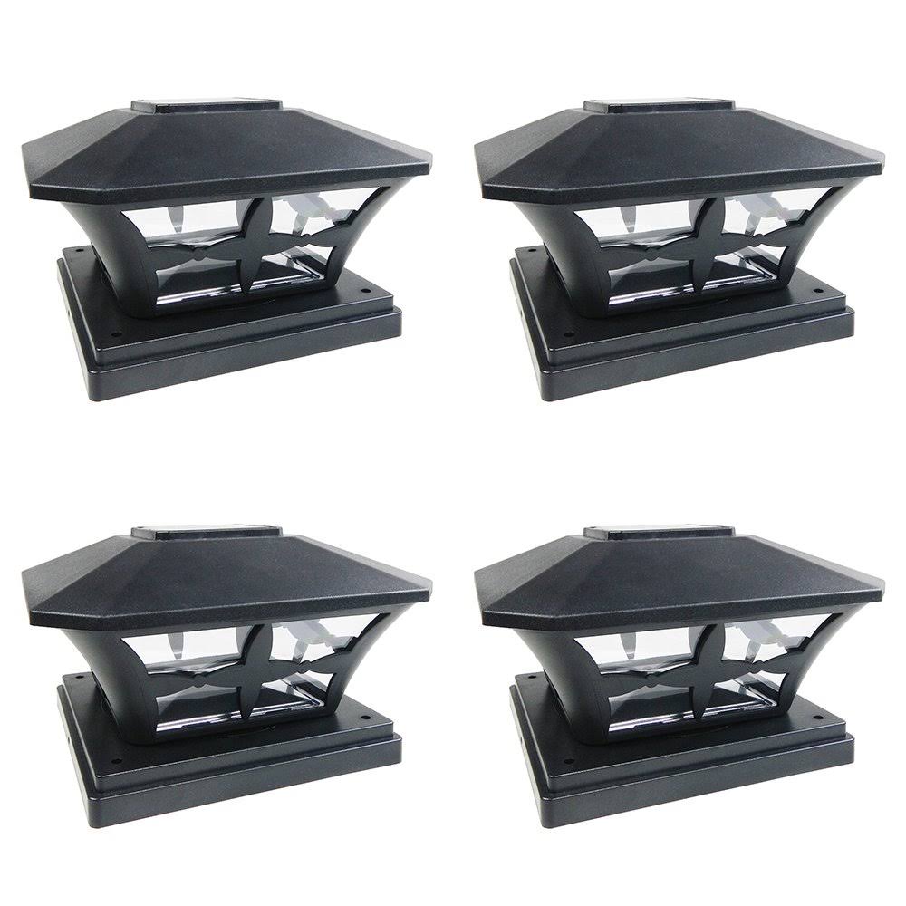 Black 4 Pack Solar LED Post Cap Light W759038