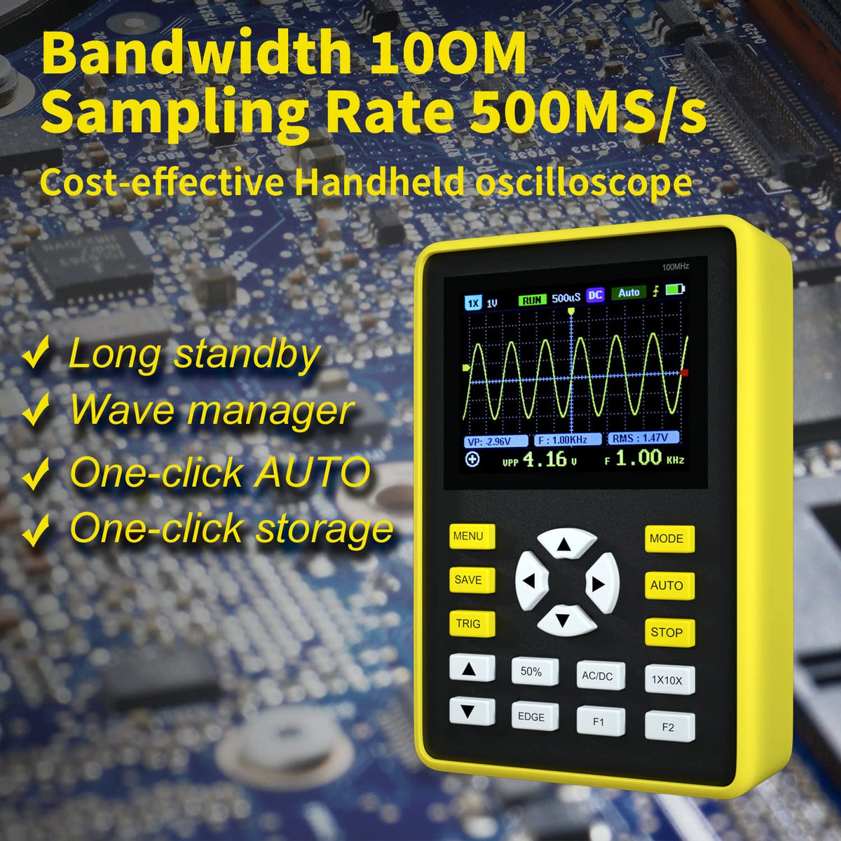 2.4-inch Digital Handheld Pocket Oscilloscope 500MS/s 100MHz Pack of 2 D317