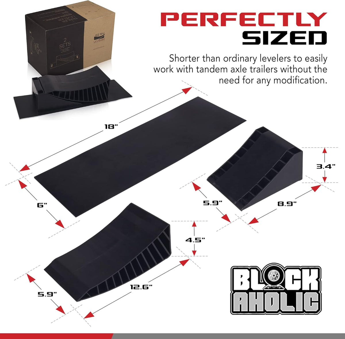 Curved Leveling Ramp with Chocks and Rubber Mat for Single Axle Campers A23470