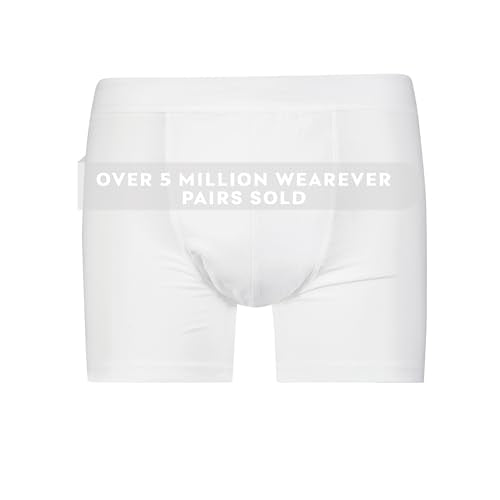 Men’s Incontinence Trunk Style Boxer Brief with Regular Absorbency - Reusable & Washable Leak Proof Underwear (White) (L) (Waist 38-40) K6996