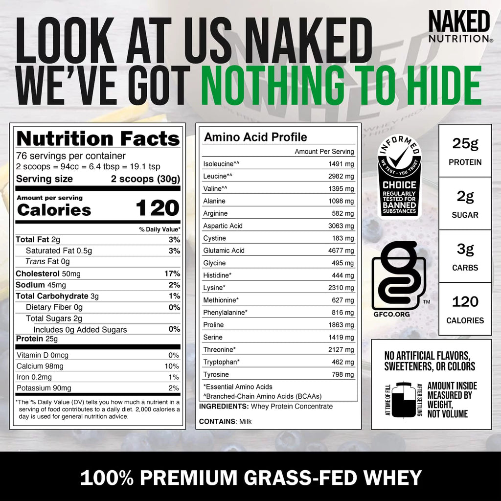 5LB Unflavored Grass Fed Whey Protein Powder P29463
