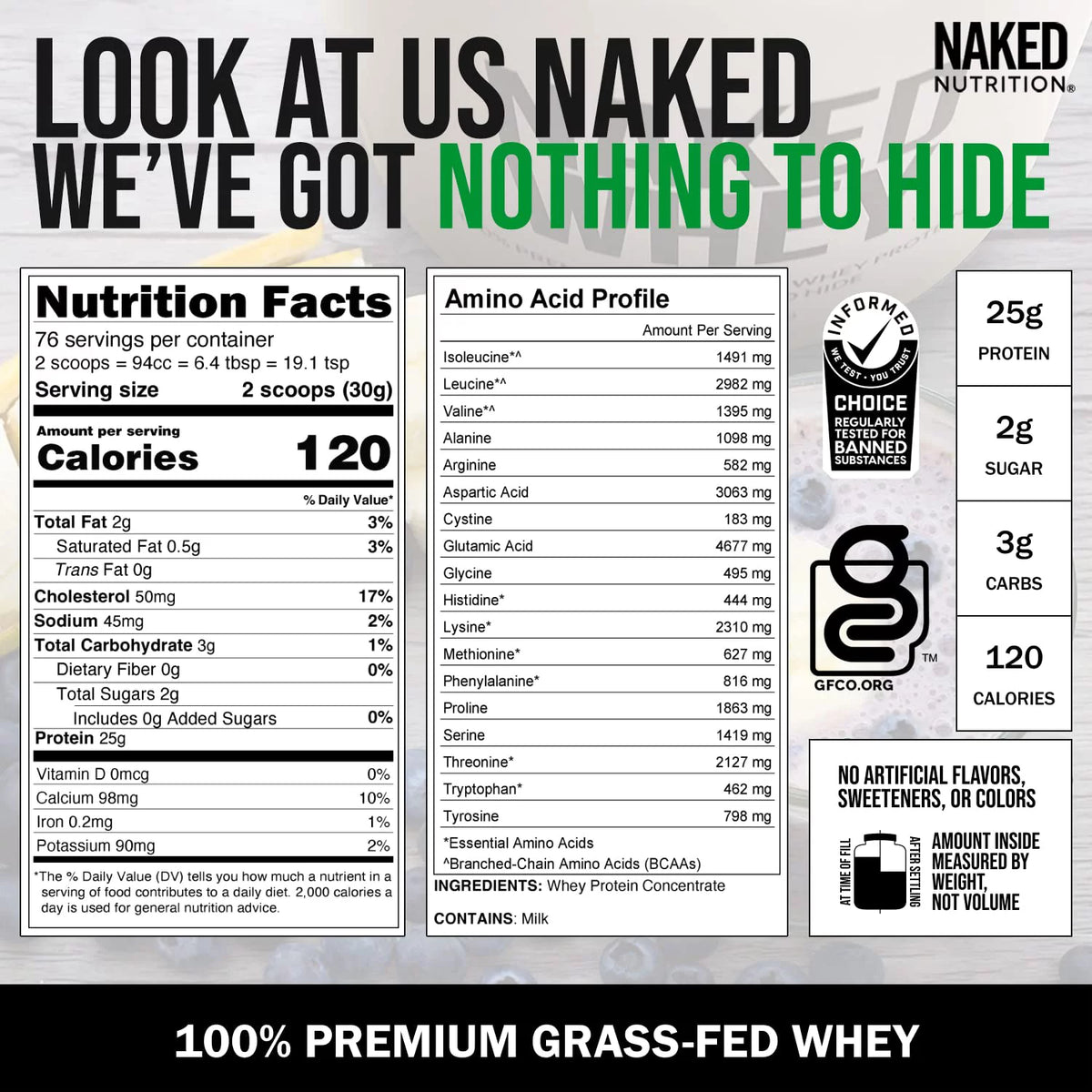 5LB Unflavored Grass Fed Whey Protein Powder P29463