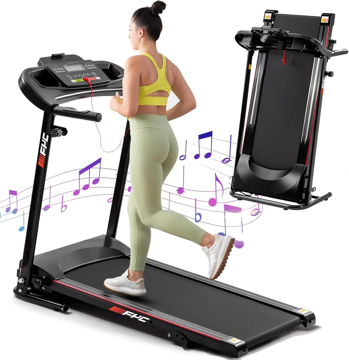 Folding Treadmill Portable Running Walking Jogging Exercise Machine With Phone Holder Black R353