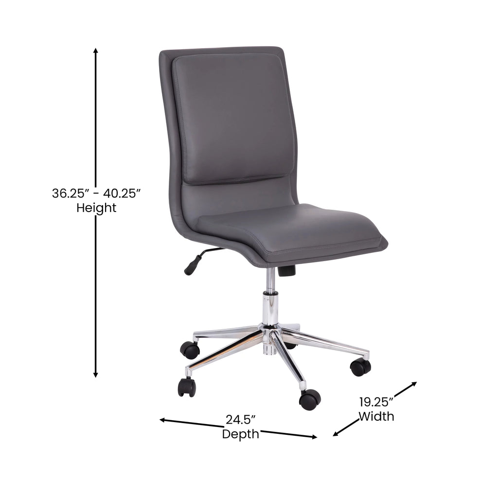Gray Mid-Back Armless Swivel Task Office Chair H522