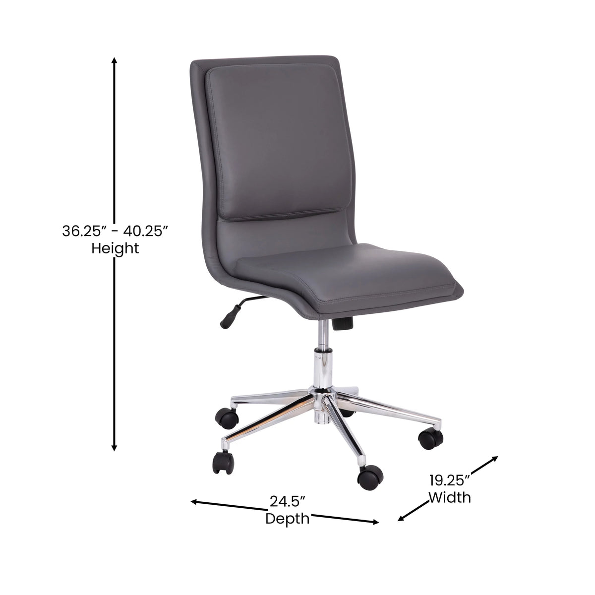Gray Mid-Back Armless Swivel Task Office Chair H522