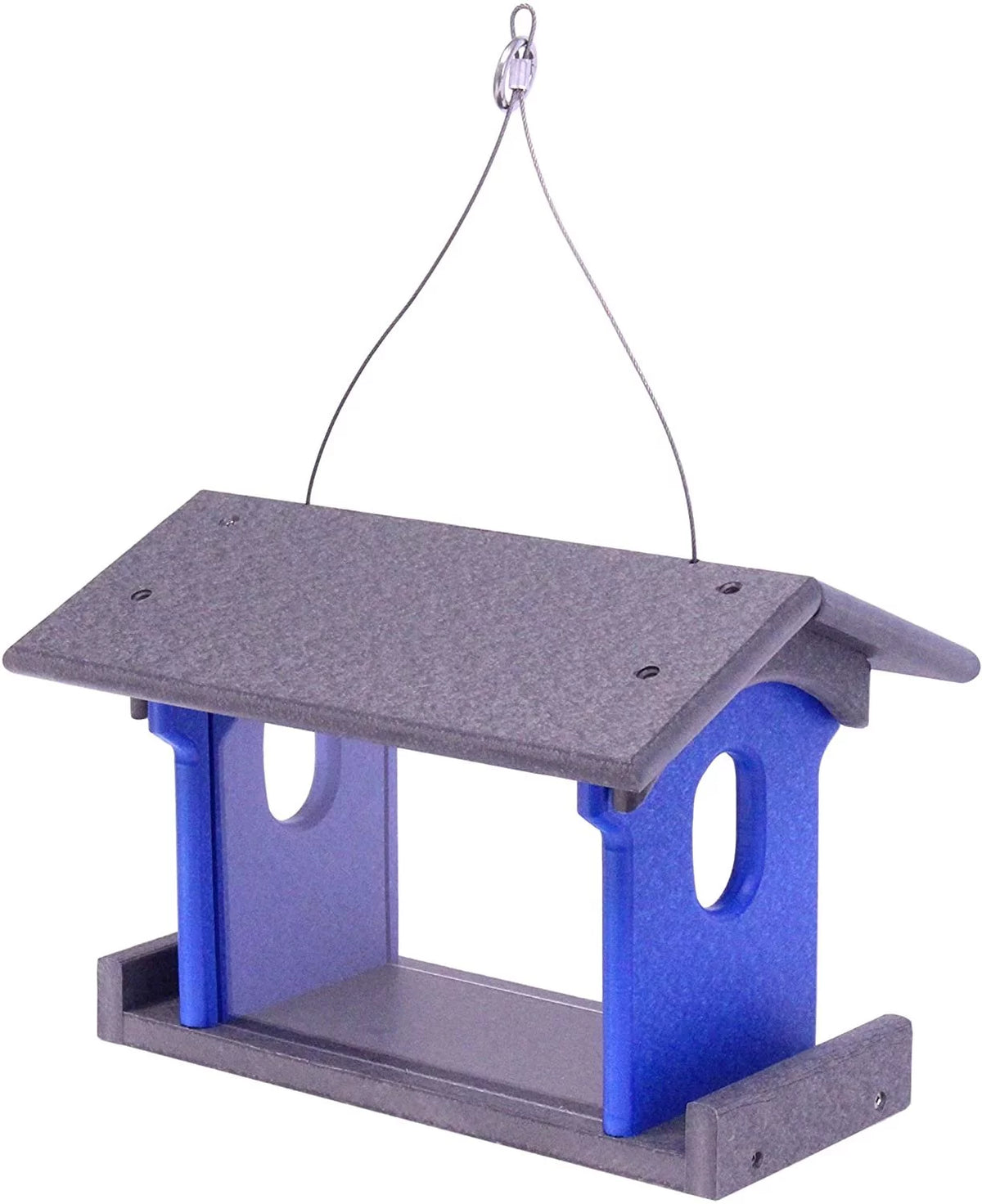 Gray and Blue Hanging Bluebird Feeder Q79653