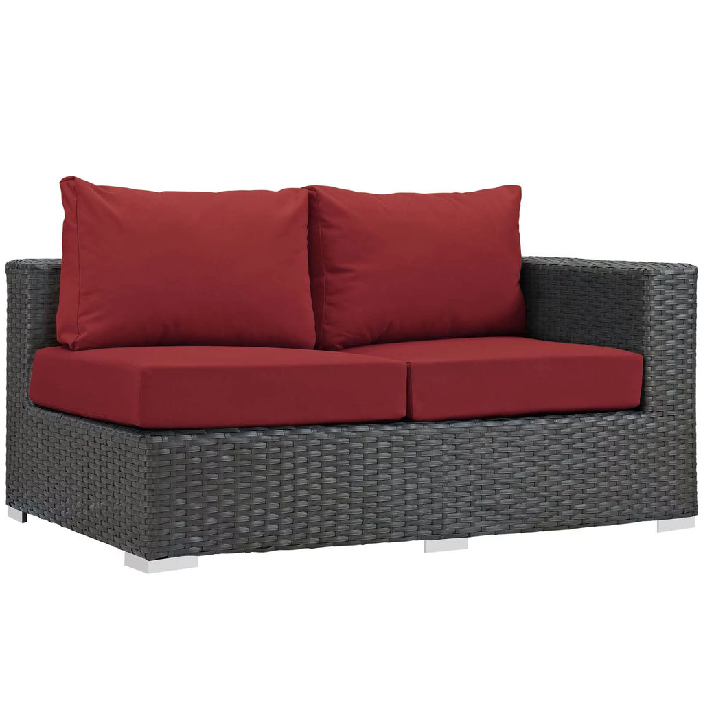 Red Wicker Loveseat Sofa W935
