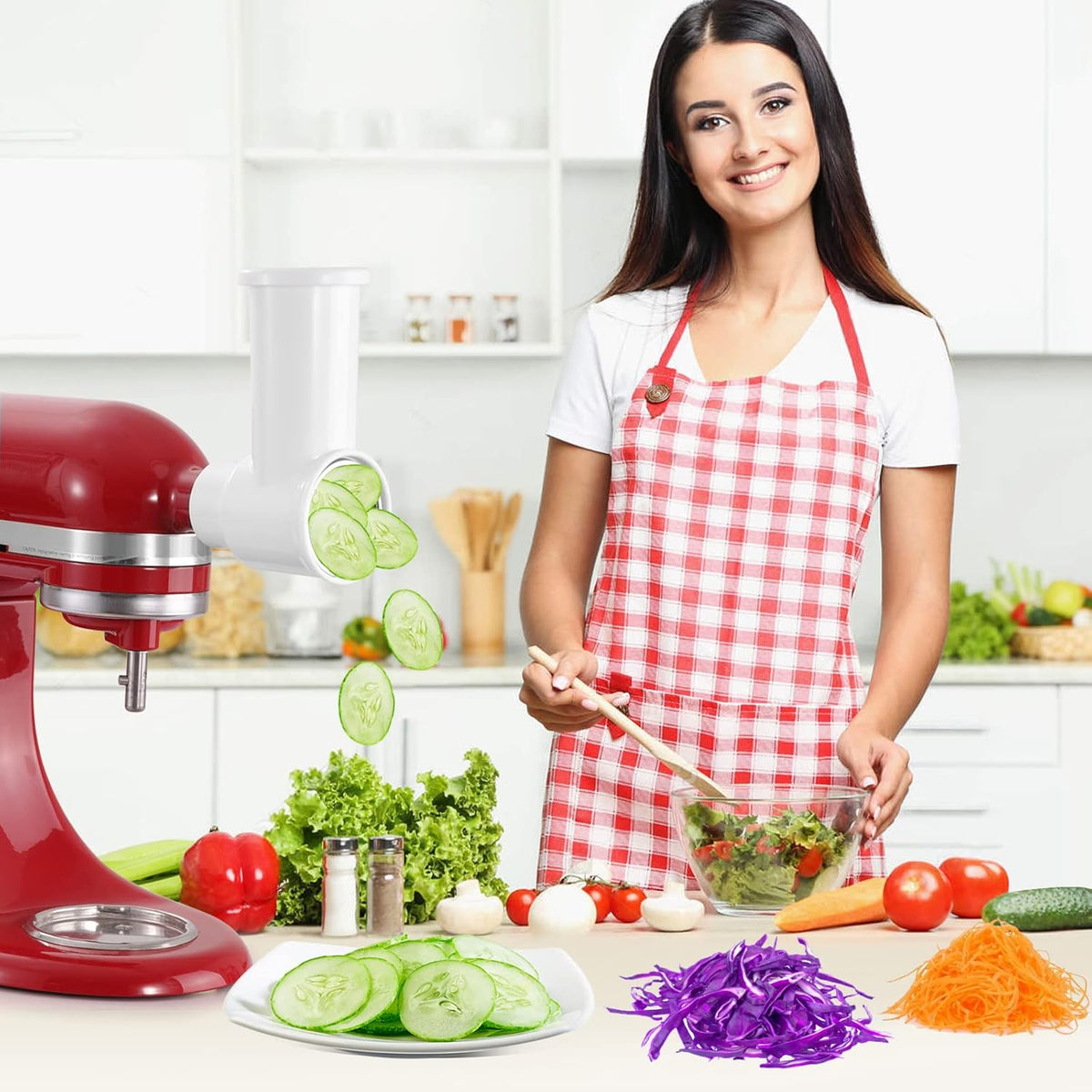 White Slicer Shredder Attachments for Kitchenaid Mixer V765