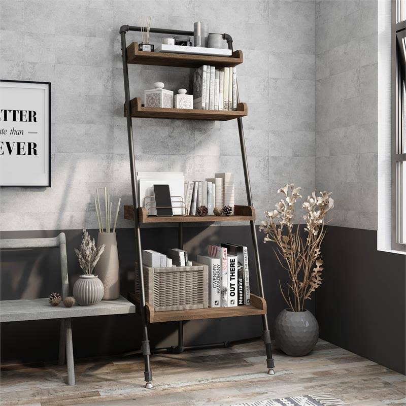 Industrial Wood Display Shelf in Reclaimed Oak F50026
