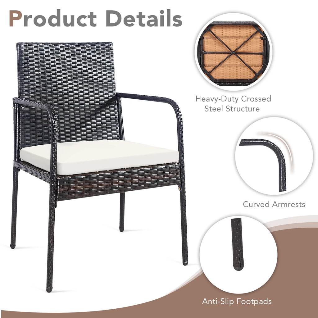 4 Pc Wicker Rattan Patio Dining Chairs W559