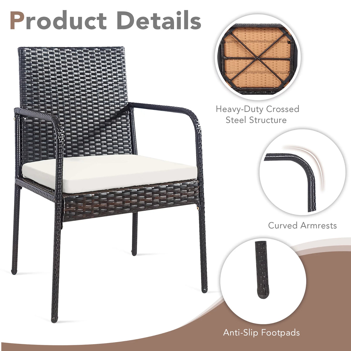 4 Pc Wicker Rattan Patio Dining Chairs W559
