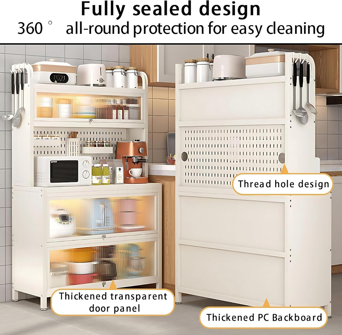 White 5-Tier Bakers Rack with Flip Door Z78120