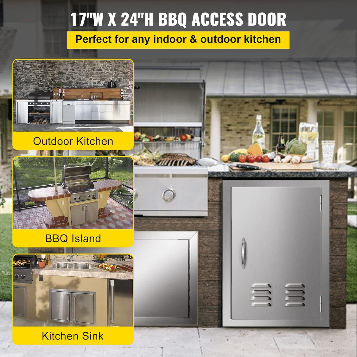 17 x 24 Inch Stainless Steel BBQ Access Door with Vents T950481