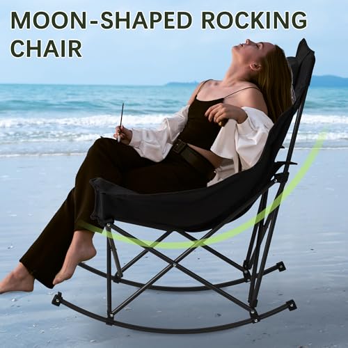 Oversized 400lbs Capacity 600D Oxford Rocking Camping Chair with Cup Holder C494