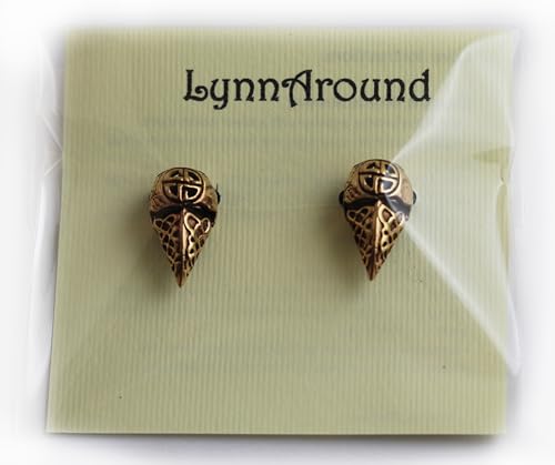Bronze Norse Viking Celtic Raven Head Beard Beads Rings W861