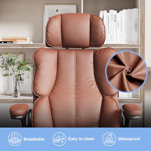Black Leather Executive Office Chair with Lumbar Support B9252