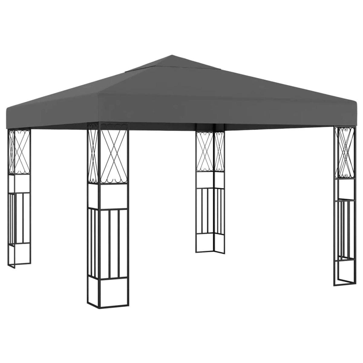 Party Tent Outdoor Gazebo Steel Frame Fabric Sunshade Shelter Canopy Anthracite 9.8ft x 9.8ft x 8.5ft N1024