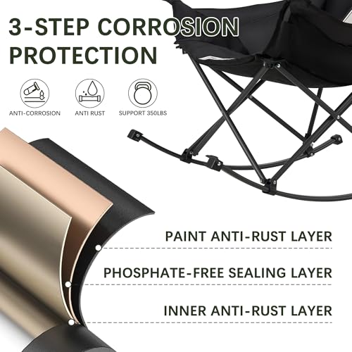 Oversized 400lbs Capacity 600D Oxford Rocking Camping Chair with Cup Holder C494