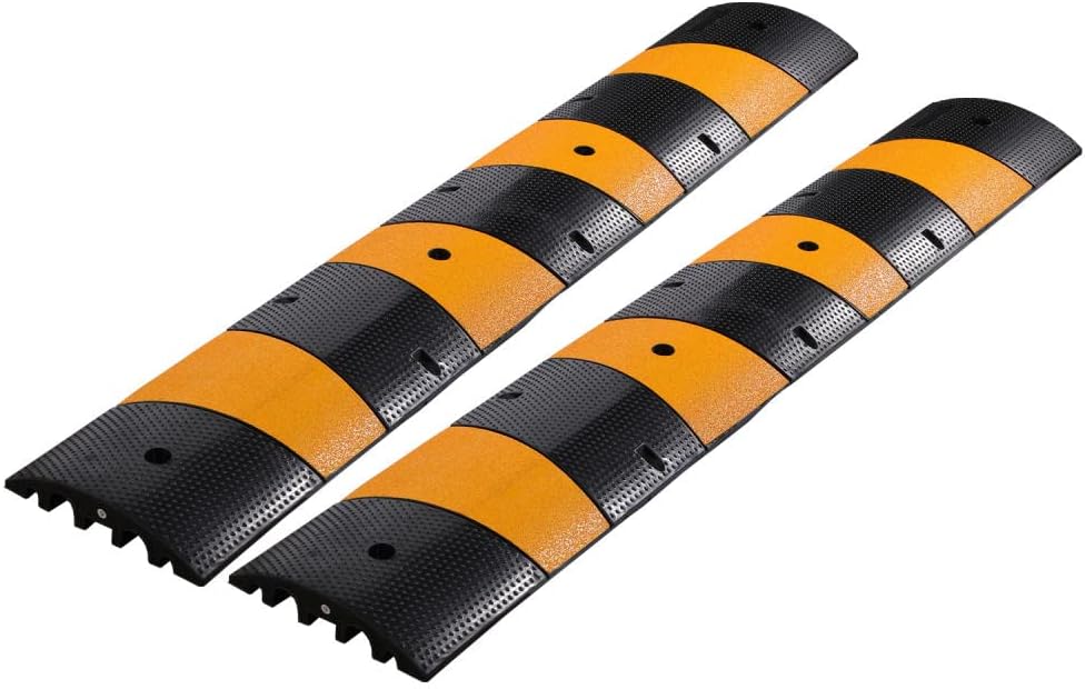 Rubber Cable Protector, 2 Channel Driveway Speed Bumps, Heavy-Duty Cord Cover P191530