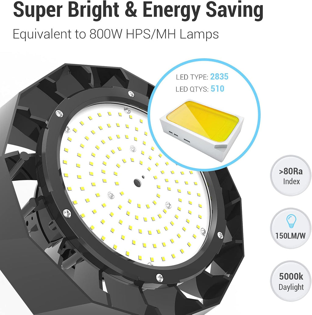LED High Bay Light 200W 5000K Dimmable 30,000LM ETL/DLC Approved K9714