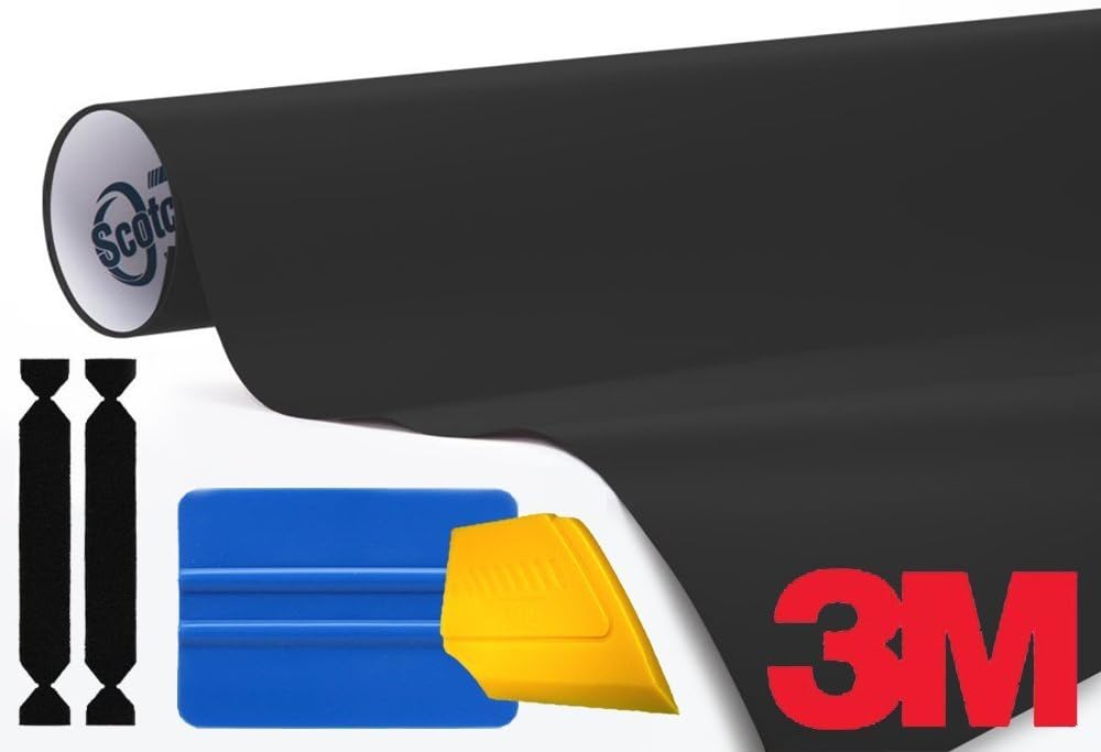 Matte Black Air-Release Vinyl Wrap Roll Including Toolkit (5 Feet X 5 Feet) Pack of 2 P32299