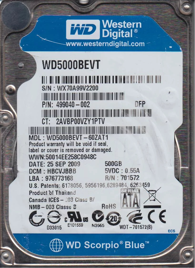 500GB SATA 2.5 Hard Drive Q8107
