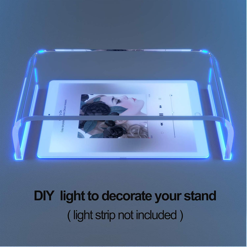 Acrylic Transparent Corner Computer Monitor Stand Riser 2 Pack 20” and 15” DIY Desktop Stand Riser Organizer with Anti-Slip Case C448