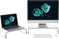 Acrylic Transparent Corner Computer Monitor Stand Riser 2 Pack 20” and 15” DIY Desktop Stand Riser Organizer with Anti-Slip Case C448