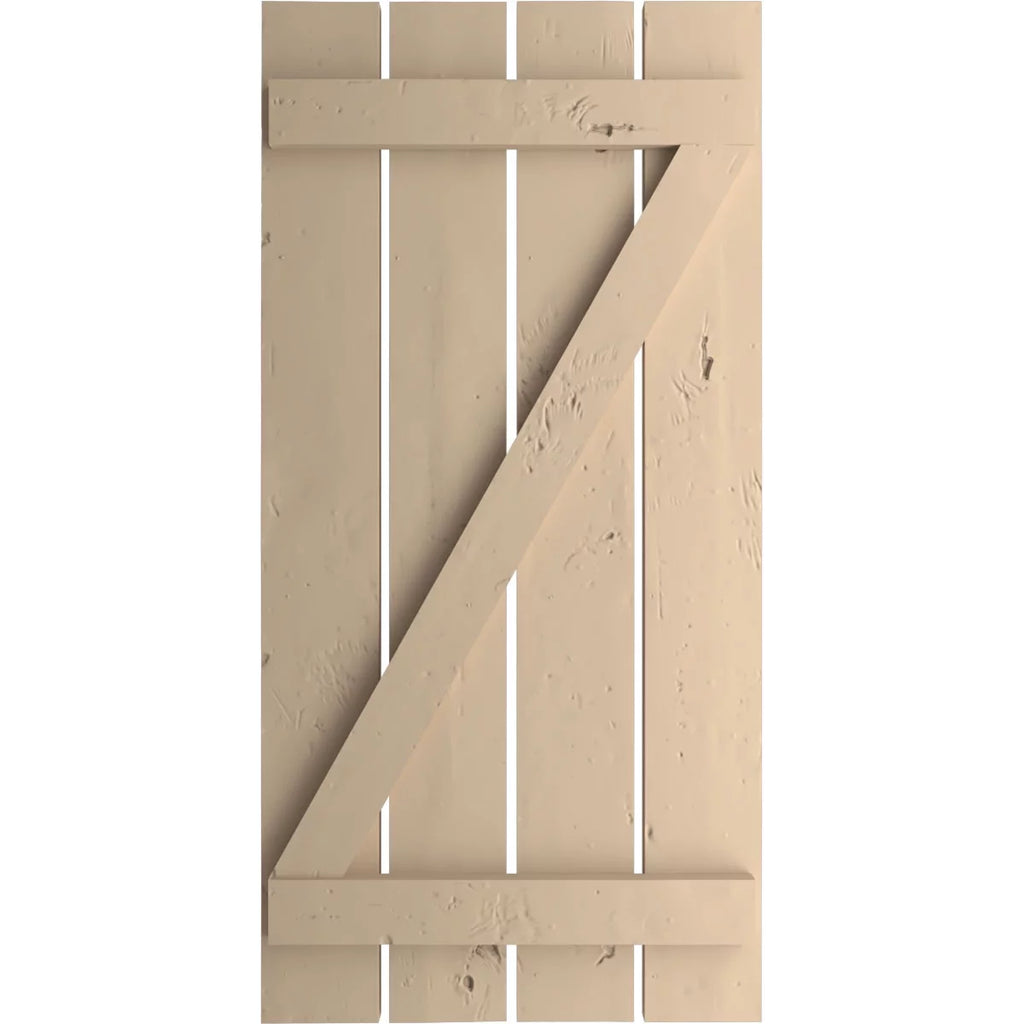 Primed Tan Faux Wood Shutters E340508