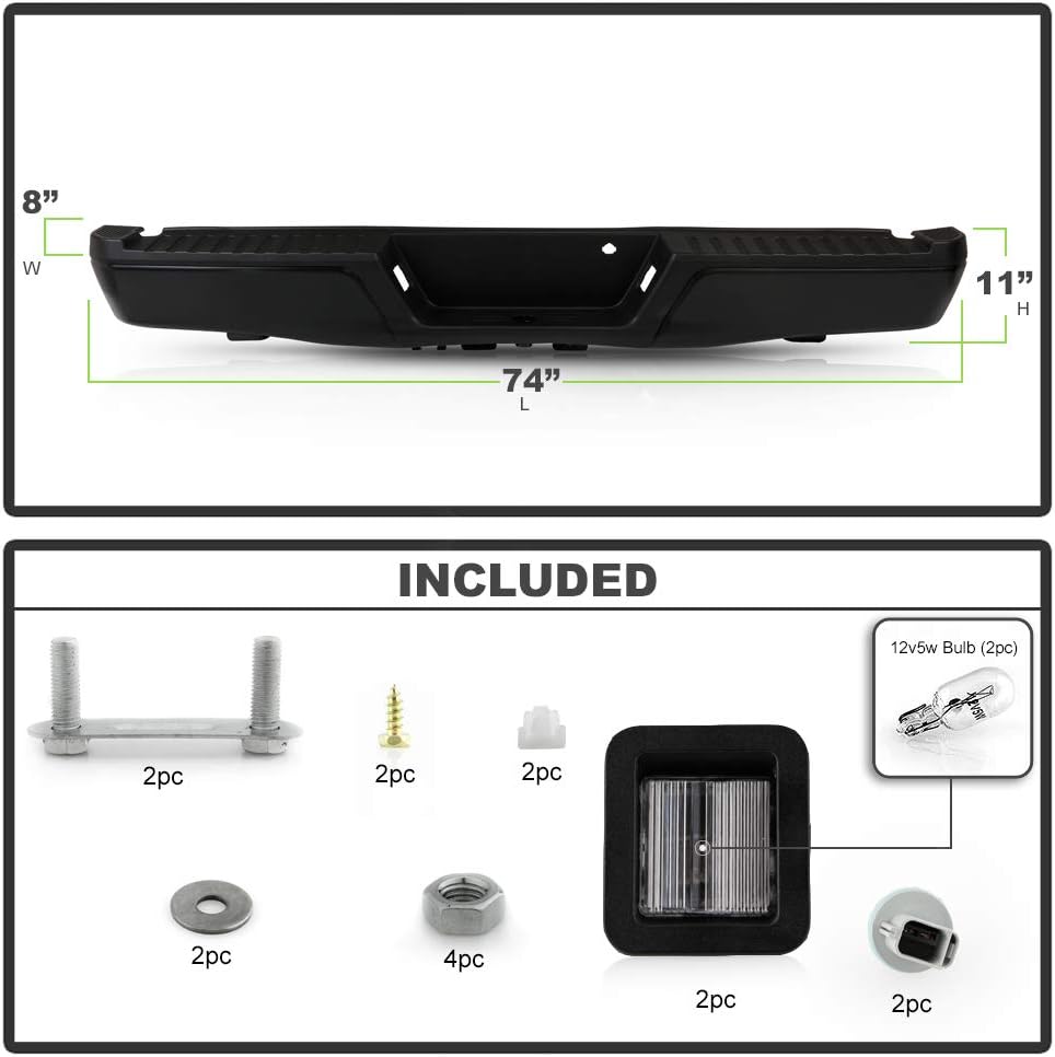 Black Steel Complete Rear Bumper Assembly Q583098