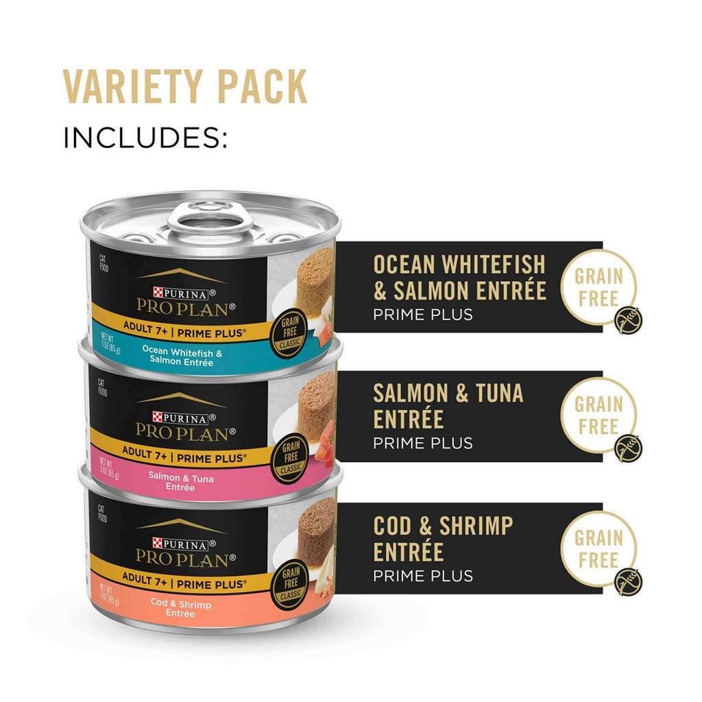 Grain-Free Senior Pate Seafood Favorites Wet Cat Food Variety Pack P7435