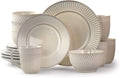 16 Piece White Stoneware Dinnerware Dish Set K817