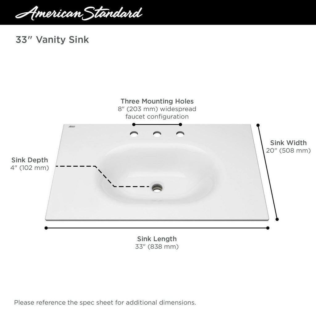 White 33 in. Vanity Top Sink M901010
