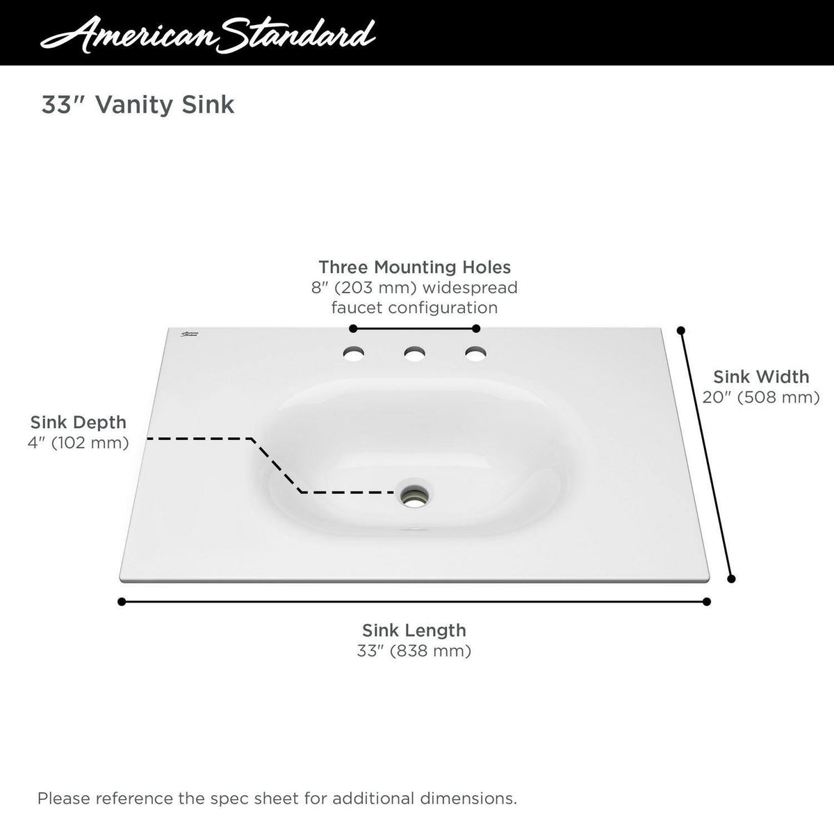 White 33 in. Vanity Top Sink M901010