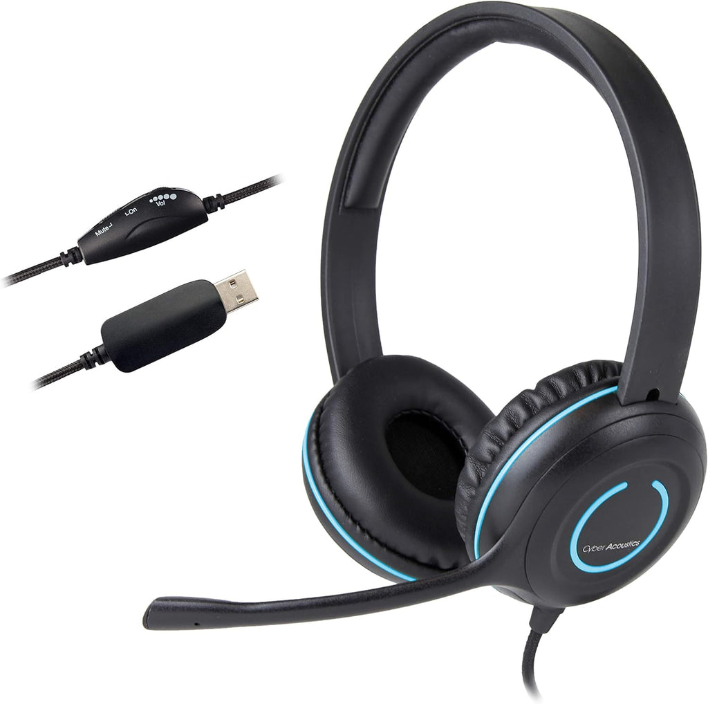 Stereo USB Headset with Noise Cancelling Mic and Adjustable Mic Boom F428127