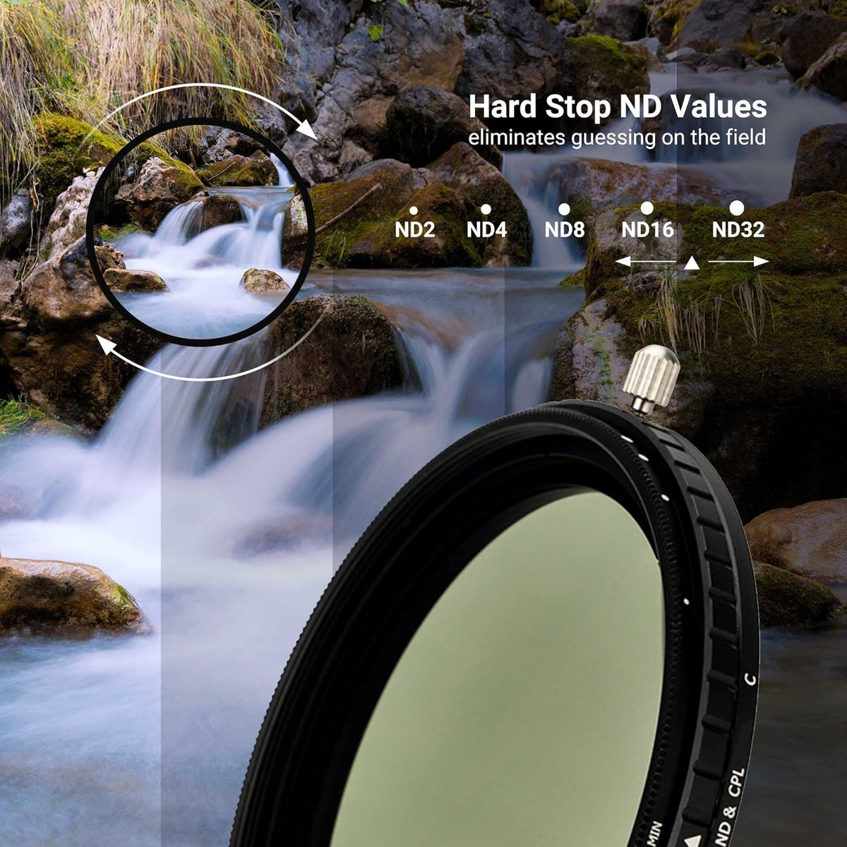 2-in-1 55mm Variable ND Filter & CPL Polarizer Filter, ND2-ND32, with Storage Case and Lens Cap J560585