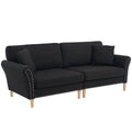 Black Upholstered 2-Seat Loveseat Sofa with 2 Pillows T133079
