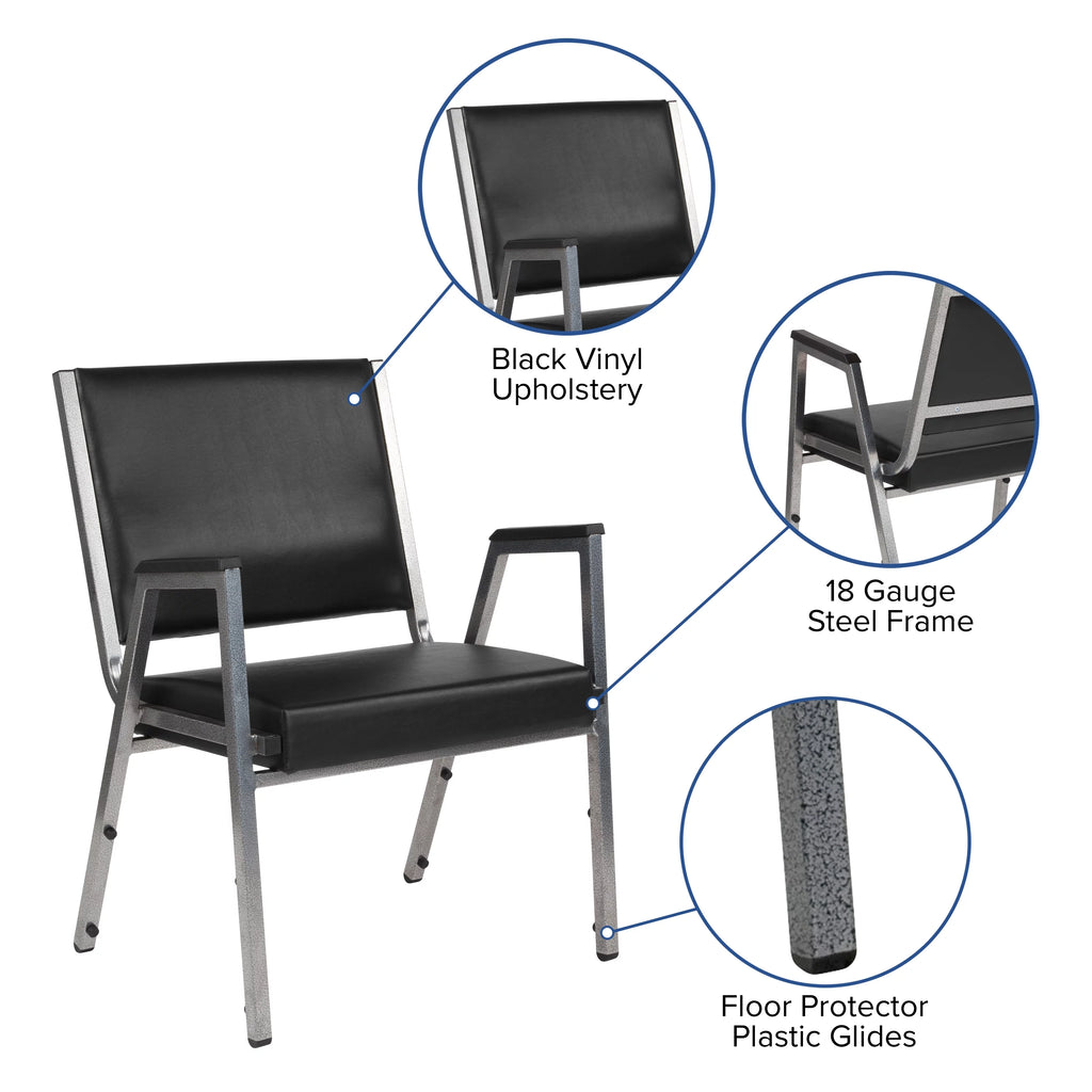 Black Vinyl Bariatric Medical Reception Arm Chair D35806