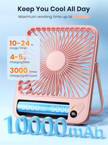 10000mAh Portable Travel Fan 7-inch Mini Desk Fan V8172