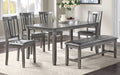 6-Pc Grey Wood/PU Leather Dining Set J236
