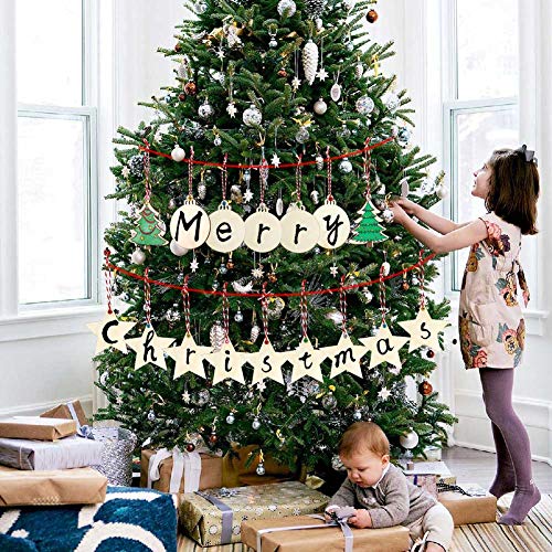 40pcs Unfinished Wood Slices with Holes Christmas Ornaments S356