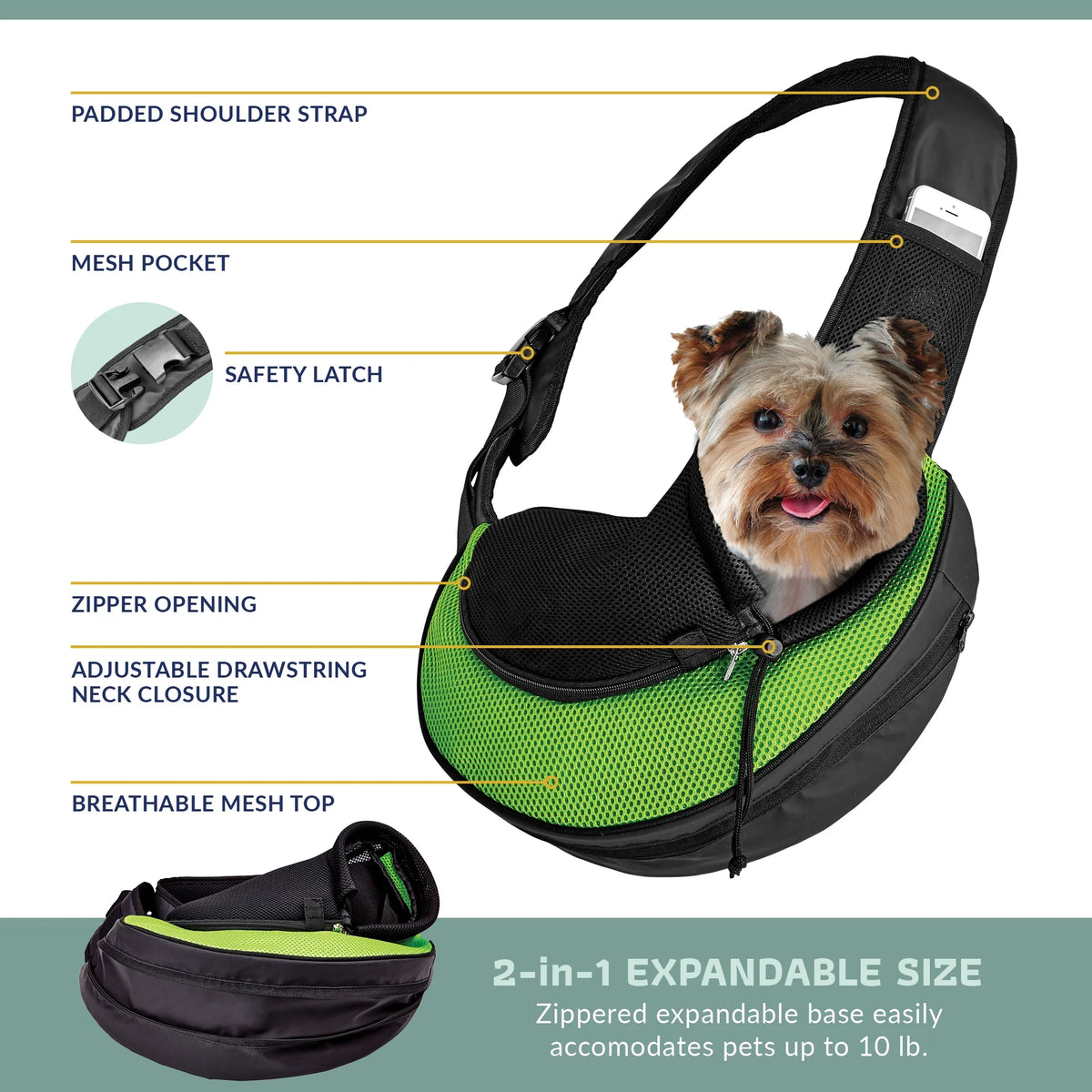 Green Pet Carrier Sling Bag B252174